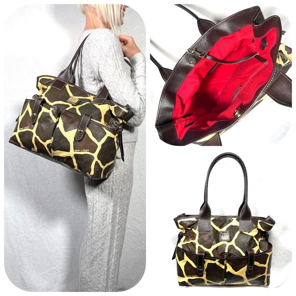 Auc Dooney & Bourke XL Coated canvas/Leather giraffe print tote